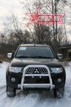 16 739 р. Защита переднего бампера Souz-96 (d76) Mitsubishi Pajero Sport PB дорестайлинг (2008-2013)  с доставкой в г. Пермь. Увеличить фотографию 2