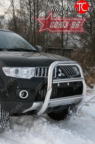 16 739 р. Защита переднего бампера Souz-96 (d76) Mitsubishi Pajero Sport PB дорестайлинг (2008-2013)  с доставкой в г. Пермь