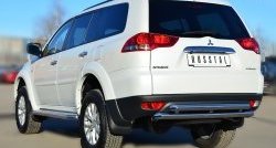 19 799 р. Защита заднего бампера (2 трубы Ø63 мм, нержавейка) SLITKOFF  Mitsubishi Pajero Sport  PB (2013-2017) рестайлинг  с доставкой в г. Пермь. Увеличить фотографию 4
