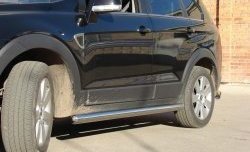 Защита порогов d76 мм Chevrolet Captiva (2006-2011)  дорестайлинг (полированная нержавейка)