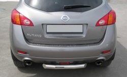 Защита заднего бампера (Ø63, короткая, нержавейка) SLITKOFF Nissan Murano 2 Z51 дорестайлинг (2008-2011) (Нержавеющая сталь)