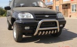 Усиленная низкая защита переднего бампера и мотора D76 мм Металл Дизайн Chevrolet Niva  2123 (2002-2008), Лада 2123 (Нива Шевроле) (2002-2008) (полированная нержавейка)