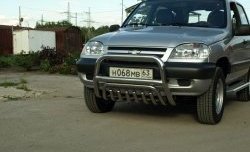Усиленная средняя защита переднего бампера и мотора с трубой 76 мм Chevrolet Niva  2123 (2002-2008), Лада 2123 (Нива Шевроле) (2002-2008)