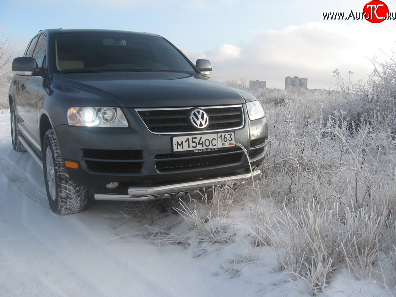 14 249 р. Двойная Защита переднего бампера Metall Design  Volkswagen Touareg  GP (2002-2007) дорестайлинг  с доставкой в г. Пермь