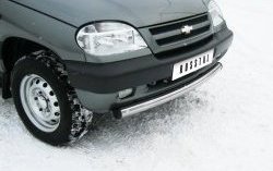 15 449 р. Одинарная защита переднего бампера SLITKOFF диаметром 76 мм  Chevrolet Niva  2123 (2002-2008), Лада 2123 (Нива Шевроле) (2002-2008)  с доставкой в г. Пермь. Увеличить фотографию 2