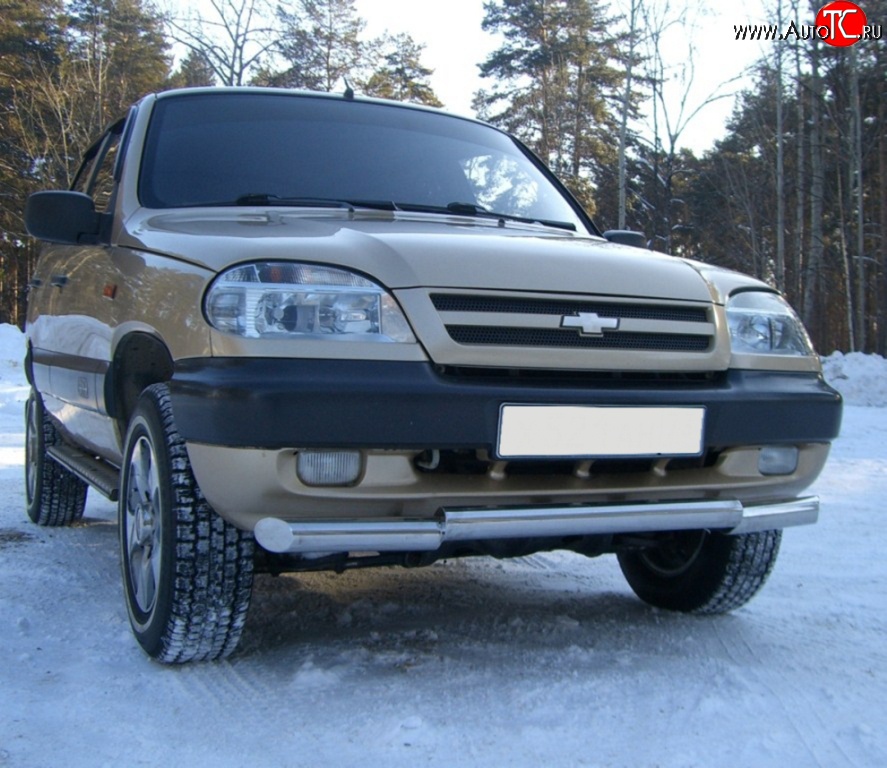 15 849 р. Защита переднего бампера (Ø63 мм ступень, нержавейка) SLITKOFF  Chevrolet Niva  2123 (2002-2008), Лада 2123 (Нива Шевроле) (2002-2008)  с доставкой в г. Пермь