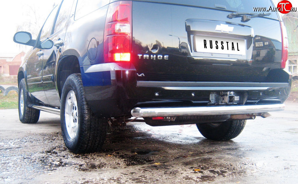 18 449 р. Защита заднего бампера (Ø76 мм, нержавейка) SLITKOFF  Chevrolet Tahoe  GMT900 (2006-2013) 5 дв.  с доставкой в г. Пермь