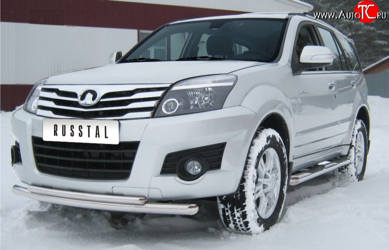 16 999 р. Защита переднего бампера (2 трубыØ63 и 42 мм, нержавейка) SLITKOFF  Great Wall Hover H3 (2010-2014)  дорестайлинг  с доставкой в г. Пермь