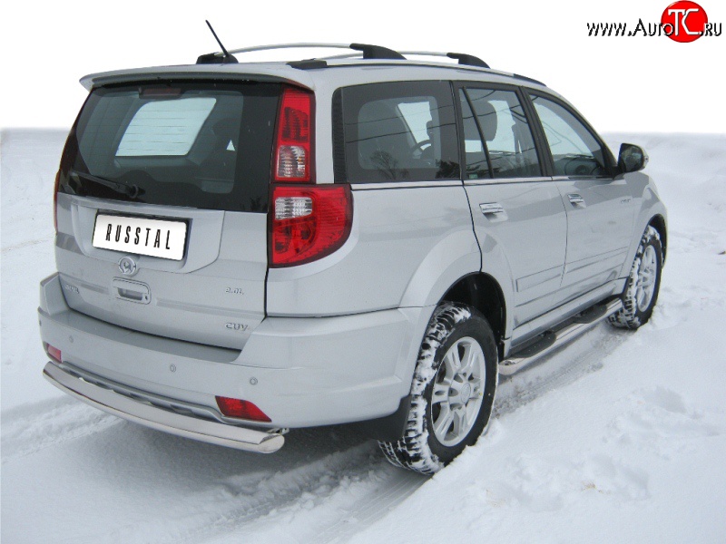 15 899 р. Защита заднего бампера (Ø76 мм, нержавейка) SLITKOFF  Great Wall Hover H3 (2010-2014)  дорестайлинг  с доставкой в г. Пермь