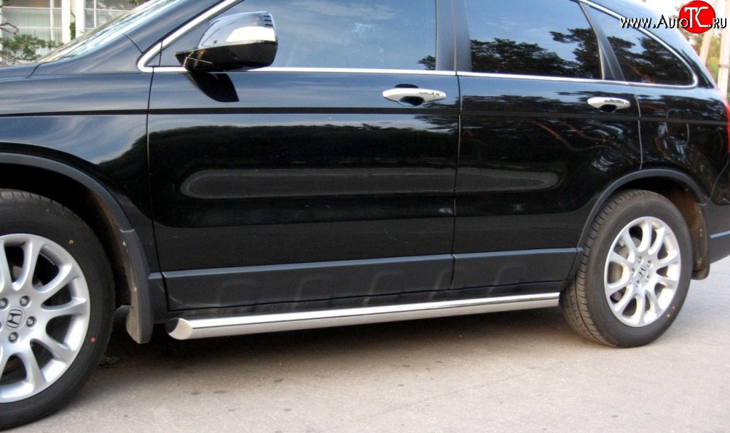 19 999 р. Защита порогов (Ø63 мм, нержавейка) SLITKOFF  Honda CR-V  RE1,RE2,RE3,RE4,RE5,RE7 (2007-2010) дорестайлинг (С скосами на торцах)  с доставкой в г. Пермь