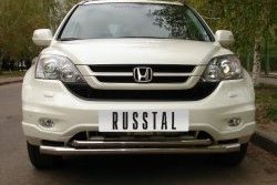 18 949 р. Защита переднего бампера (2 трубыØ63 и 42 мм, нержавейка) SLITKOFF  Honda CR-V  RE1,RE2,RE3,RE4,RE5,RE7 (2009-2012) рестайлинг (Объём двигателя 2.0 л)  с доставкой в г. Пермь. Увеличить фотографию 2