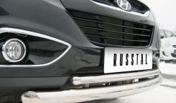 18 699 р. Защита переднего бампера (2 трубыØ63 и 42 мм, нержавейка) SLITKOFF  Hyundai IX35  LM (2009-2018) дорестайлинг, рестайлинг  с доставкой в г. Пермь. Увеличить фотографию 2