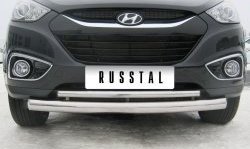 19 499 р. Защита переднего бампера (2 трубыØ76 и 42 мм, нержавейка) SLITKOFF  Hyundai IX35  LM (2009-2018) дорестайлинг, рестайлинг  с доставкой в г. Пермь. Увеличить фотографию 2