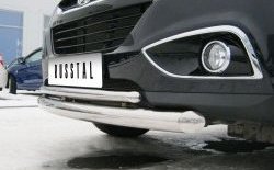 19 499 р. Защита переднего бампера (2 трубыØ76 и 42 мм, нержавейка) SLITKOFF  Hyundai IX35  LM (2009-2018) дорестайлинг, рестайлинг  с доставкой в г. Пермь. Увеличить фотографию 3