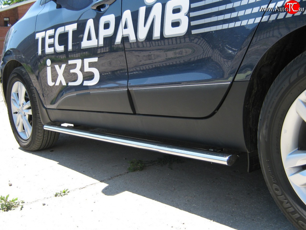 17 099 р. Защита порогов Russtal из овальной трубы Hyundai IX35 LM дорестайлинг (2009-2013)  с доставкой в г. Пермь