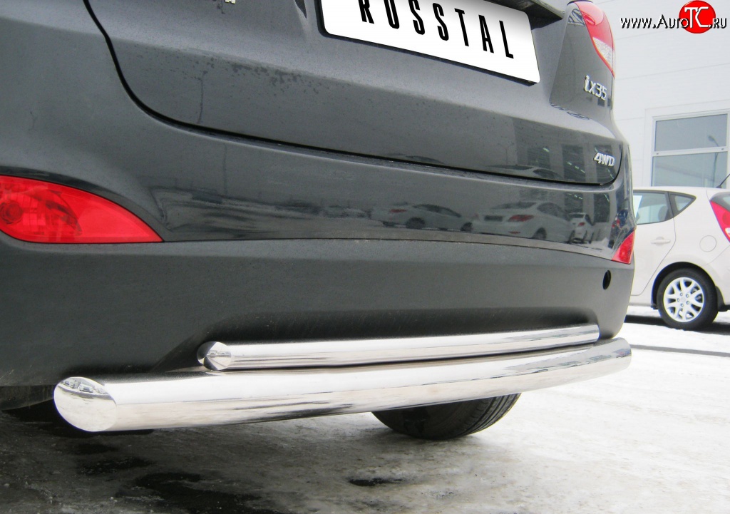 17 949 р. Защита заднего бампера (Ø76 и 42 мм, нержавейка) SLITKOFF  Hyundai IX35  LM (2009-2018) дорестайлинг, рестайлинг  с доставкой в г. Пермь