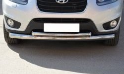 22 999 р. Защита переднего бампера (2 трубыØ76 и 63 мм, нержавейка) SLITKOFF  Hyundai Santa Fe  CM (2009-2012) рестайлинг  с доставкой в г. Пермь. Увеличить фотографию 2