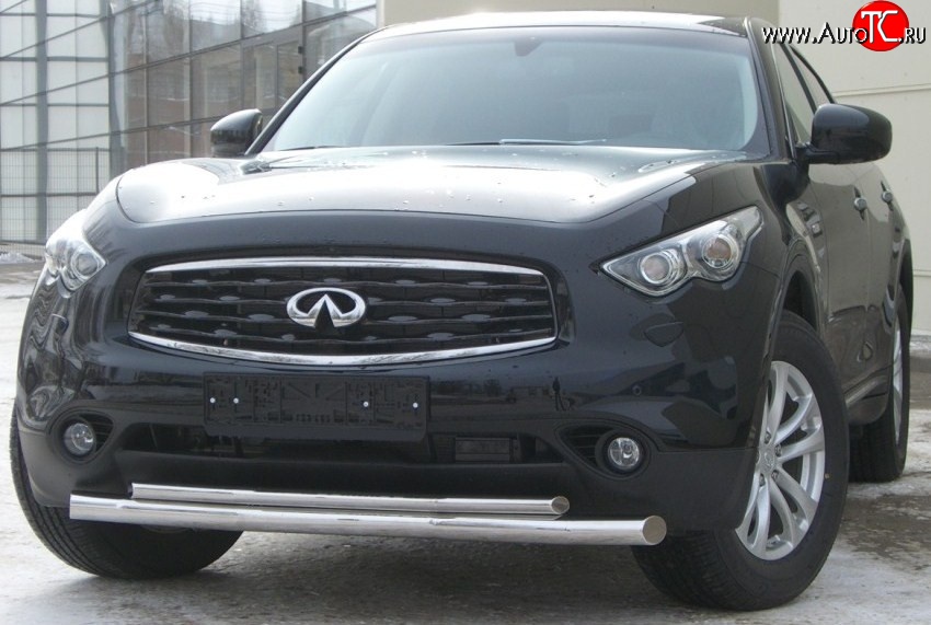 22 399 р. Защита переднего бампера (2 трубыØ63 и 42 мм, нержавейка) SLITKOFF INFINITI FX35 S51 дорестайлинг (2008-2011)  с доставкой в г. Пермь