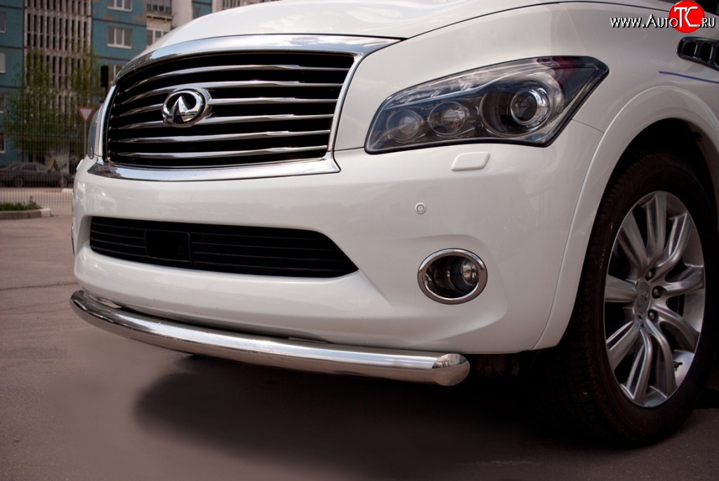16 899 р. Одинарная защита переднего бампера SLITKOFF 76 мм INFINITI QX56 Z62 (2010-2013) (Неокрашенный)  с доставкой в г. Пермь