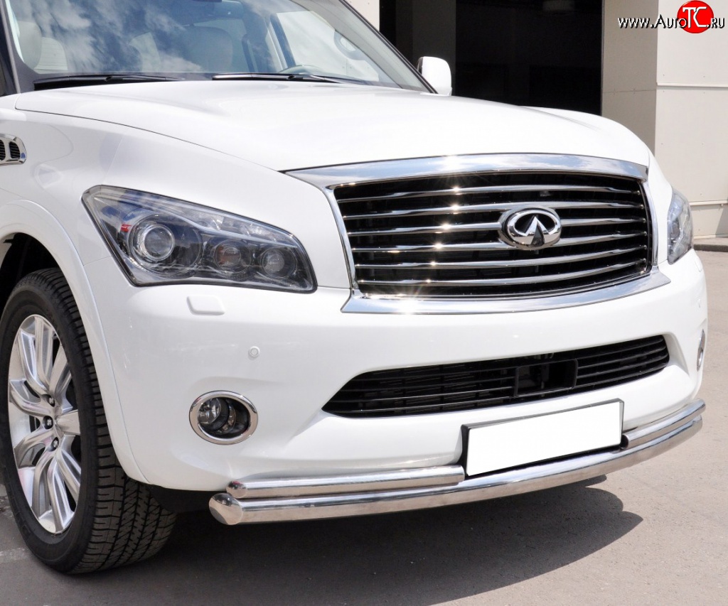 17 299 р. Защита переднего бампера (2 трубыØ76 и 42 мм, нержавейка) SLITKOFF INFINITI QX56 Z62 (2010-2013)  с доставкой в г. Пермь