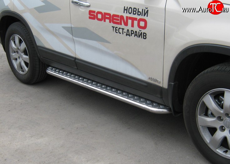 24 649 р. Широкая защита порогов SLITKOFF KIA Sorento XM дорестайлинг (2009-2012)  с доставкой в г. Пермь