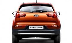 Короткая защита заднего бампера Petroil-Tuning 63 мм KIA Sportage  3 SL (2010-2016) дорестайлинг, рестайлинг (Нержавеющая полированная сталь)