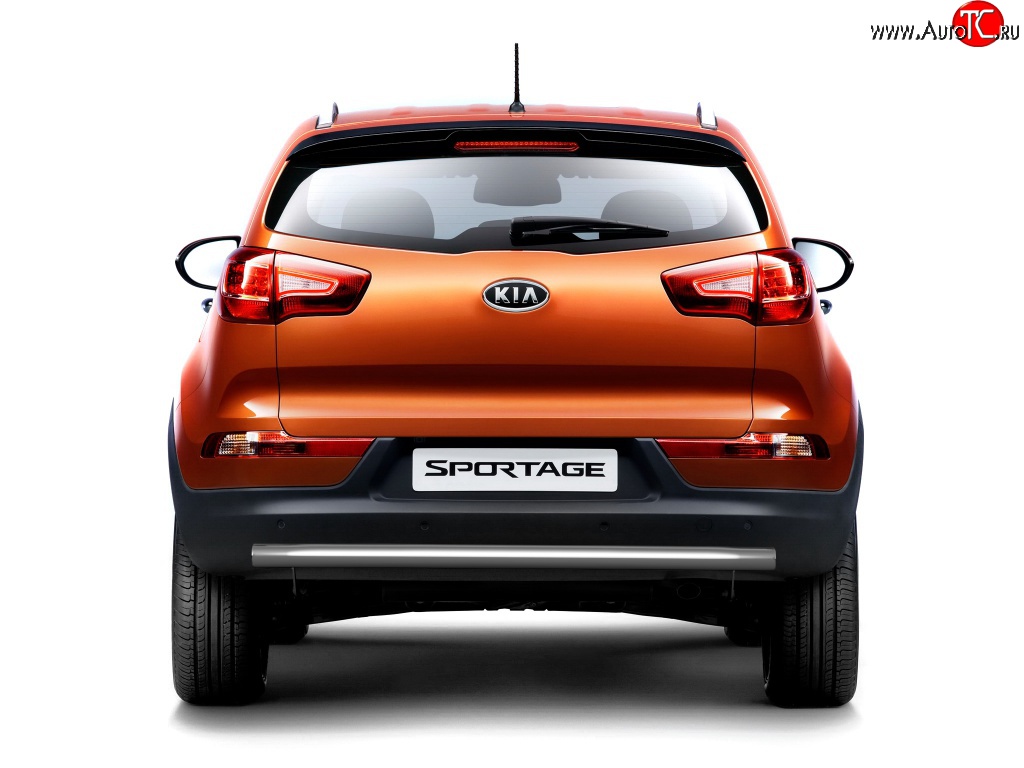 4 099 р. Короткая защита заднего бампера Petroil-Tuning 63 мм  KIA Sportage  3 SL (2010-2016) дорестайлинг, рестайлинг (Нержавеющая полированная сталь)  с доставкой в г. Пермь