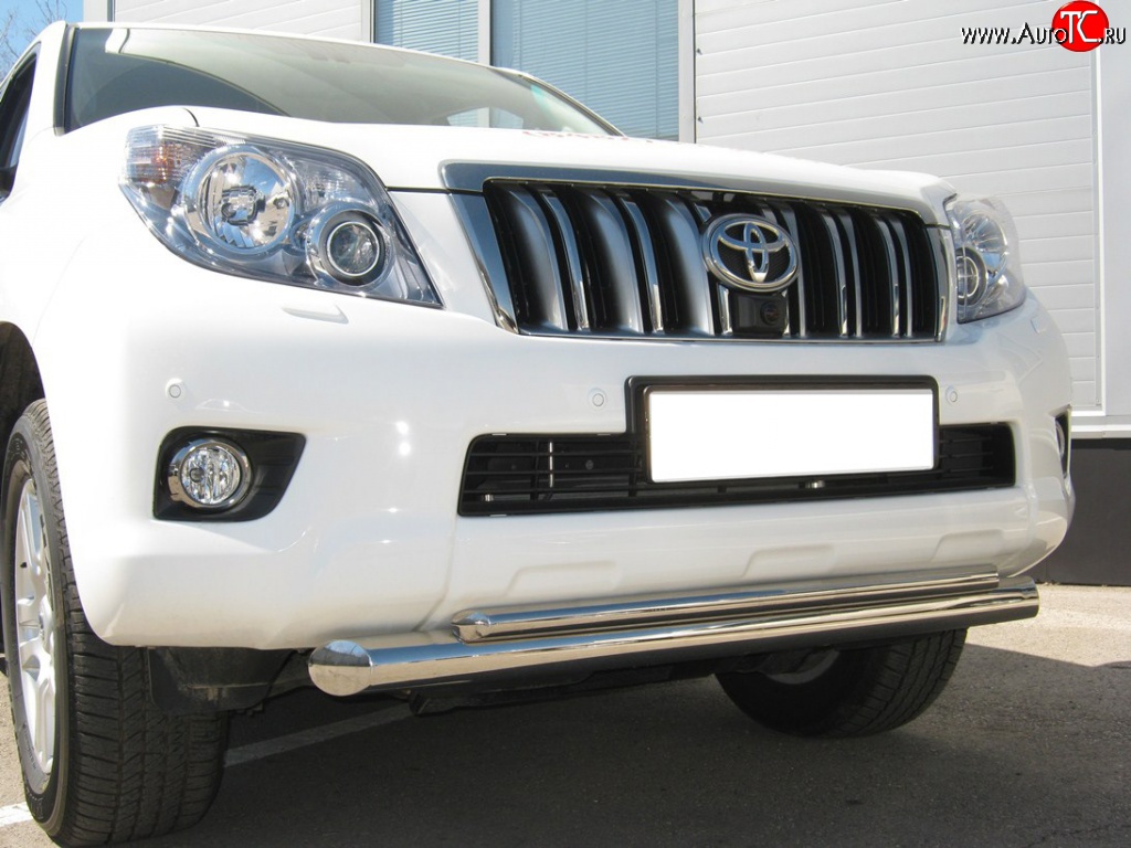 21 649 р. Защита переднего бампера (2 трубыØ76 и 42 мм, нержавейка) SLITKOFF  Toyota Land Cruiser Prado  J150 (2009-2013) дорестайлинг  с доставкой в г. Пермь
