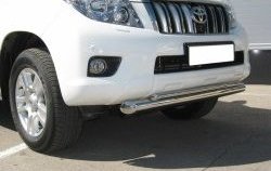 21 649 р. Защита переднего бампера (2 трубыØ76 и 42 мм, нержавейка) SLITKOFF  Toyota Land Cruiser Prado  J150 (2009-2013) дорестайлинг  с доставкой в г. Пермь. Увеличить фотографию 2