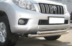 22 099 р. Защита переднего бампера (2 трубыØ76 и 63 мм, нержавейка) SLITKOFF  Toyota Land Cruiser Prado  J150 (2009-2013) дорестайлинг  с доставкой в г. Пермь. Увеличить фотографию 2