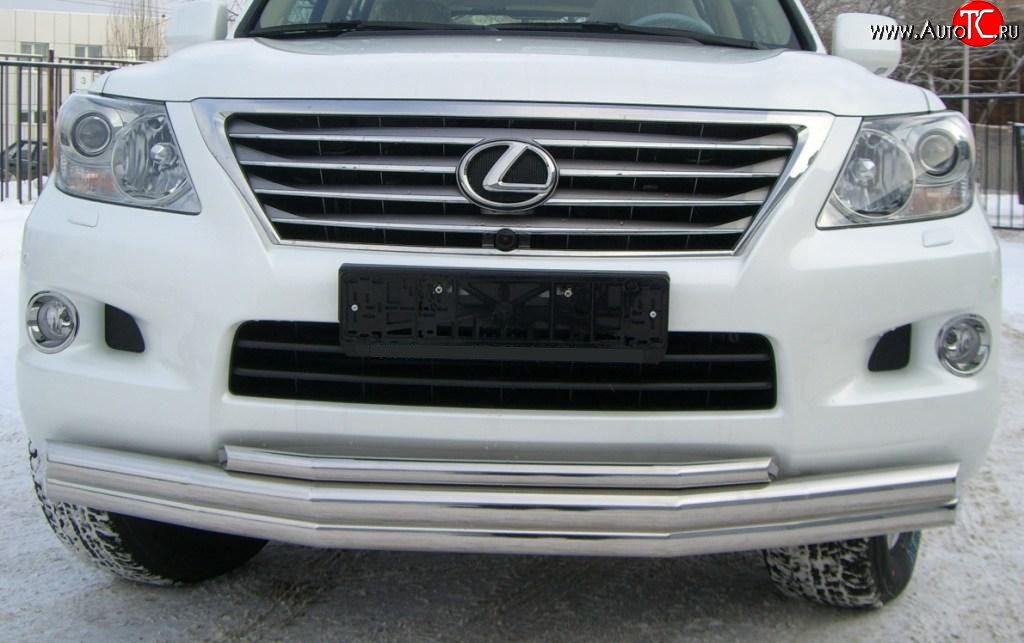 26 399 р. Тройная защита переднего бампера SLITKOFF 70 мм Lexus LX570 J200 дорестайлинг (2007-2012)  с доставкой в г. Пермь
