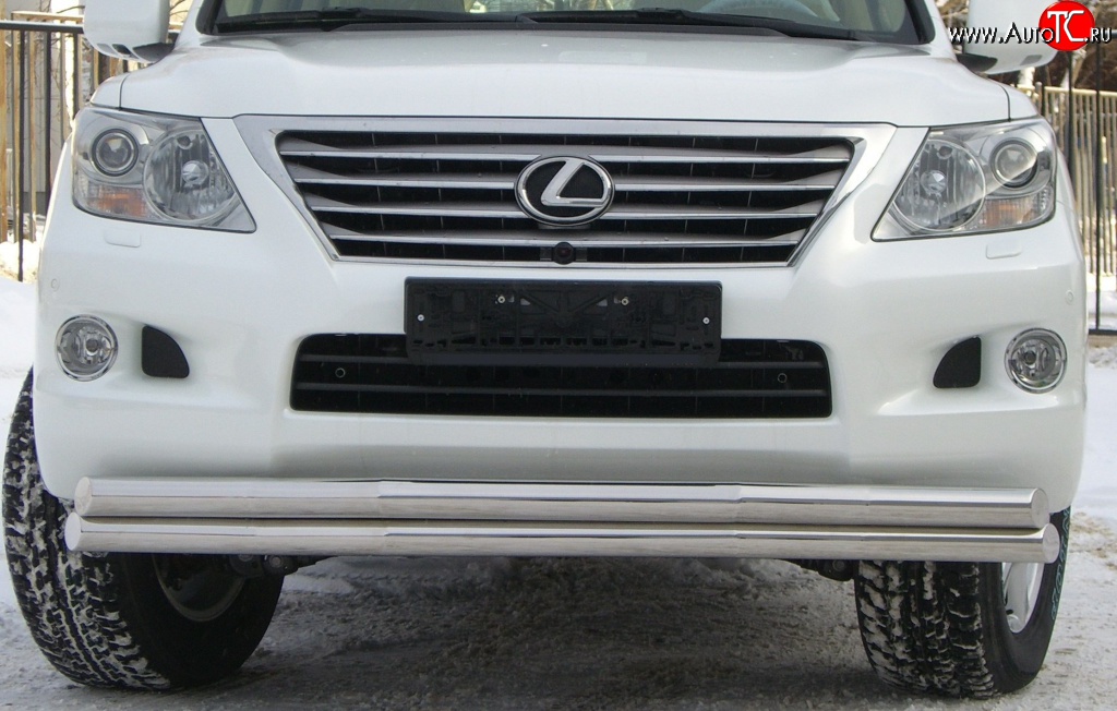 23 999 р. Защита переднего бампера (2 трубыØ70 мм, нержавейка) SLITKOFF Lexus LX570 J200 дорестайлинг (2007-2012)  с доставкой в г. Пермь