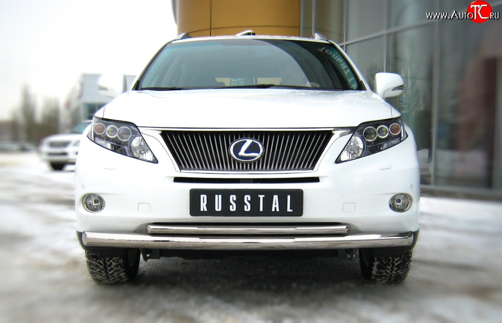 14 299 р. Защита переднего бампера (2 трубыØ76 и 42 мм, нержавейка) SLITKOFF Lexus RX270 AL10 дорестайлинг (2010-2012)  с доставкой в г. Пермь