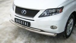 14 299 р. Защита переднего бампера (2 трубыØ76 и 42 мм, нержавейка) SLITKOFF Lexus RX270 AL10 дорестайлинг (2010-2012)  с доставкой в г. Пермь. Увеличить фотографию 2