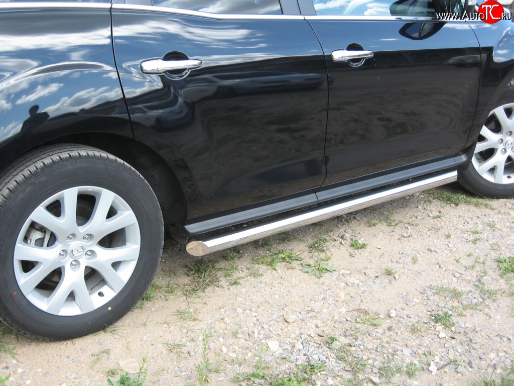 70 999 р. Защита порогов Russtal из круглой трубы диаметром 63 мм Mazda CX-7 ER дорестайлинг (2006-2010) (Защита порогов с со скосами на торцах (вариант 1))  с доставкой в г. Пермь