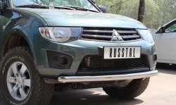 15 849 р. Одинарная защита переднего бампера SLITKOFF диаметром 76 мм  Mitsubishi L200  4 (2006-2014)  дорестайлинг  с доставкой в г. Пермь. Увеличить фотографию 3
