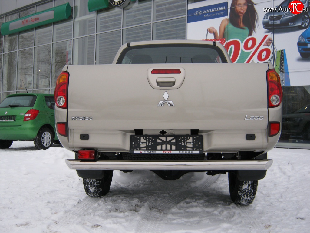 15 249 р. Защита заднего бампера (Ø76 мм, нержавейка) SLITKOFF Mitsubishi L200 4  дорестайлинг (2006-2014)  с доставкой в г. Пермь