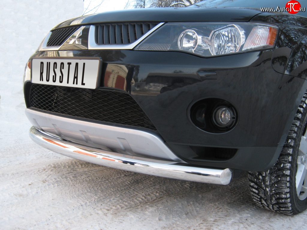 20 449 р. Одинарная защита переднего бампера SLITKOFF диаметром 76 мм Mitsubishi Outlander XL (CW)  дорестайлинг (2005-2009)  с доставкой в г. Пермь
