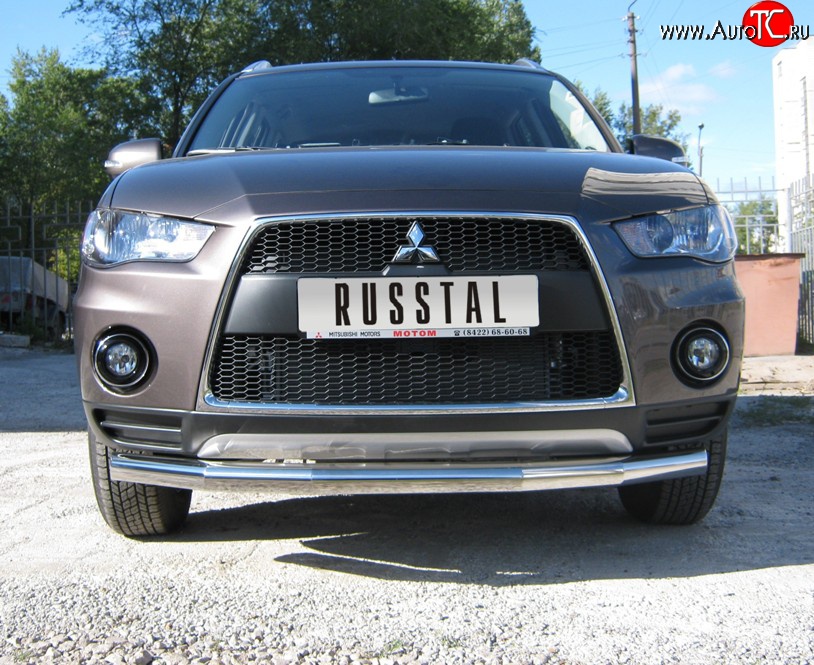 16 399 р. Одинарная защита переднего бампера SLITKOFF диаметром 76 мм  Mitsubishi Outlander  XL (2010-2013) (CW)  рестайлинг  с доставкой в г. Пермь