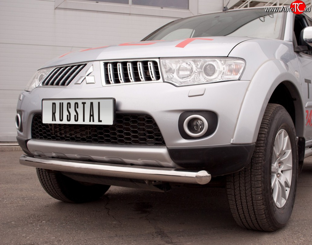 17 699 р. Одинарная защита переднего бампера SLITKOFF диаметром 76 мм Mitsubishi Pajero Sport PB дорестайлинг (2008-2013)  с доставкой в г. Пермь