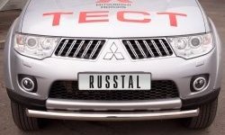 17 699 р. Одинарная защита переднего бампера SLITKOFF диаметром 76 мм Mitsubishi Pajero Sport PB дорестайлинг (2008-2013)  с доставкой в г. Пермь. Увеличить фотографию 2