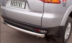 16 899 р. Защита заднего бампера (Ø76 мм, нержавейка) SLITKOFF Mitsubishi Pajero Sport PB дорестайлинг (2008-2013)  с доставкой в г. Пермь. Увеличить фотографию 2