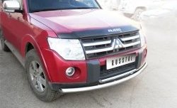20 599 р. Защита переднего бампера (2 трубыØ76 и 42 мм, нержавейка) SLITKOFF  Mitsubishi Pajero ( 4 V90,  4 V80) (2006-2011) дорестайлинг  с доставкой в г. Пермь. Увеличить фотографию 2