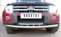 20 599 р. Защита переднего бампера (2 трубыØ76 и 42 мм, нержавейка) SLITKOFF  Mitsubishi Pajero ( 4 V90,  4 V80) (2006-2011) дорестайлинг  с доставкой в г. Пермь. Увеличить фотографию 3