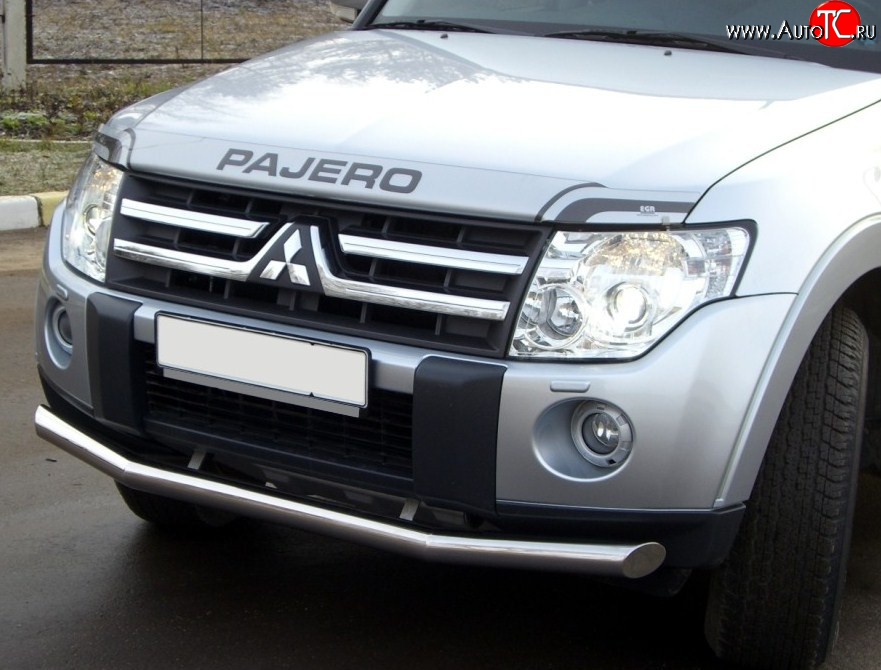 16 999 р. Одинарная защита переднего бампера SLITKOFF диаметром 76 мм Mitsubishi Pajero 4 V90 дорестайлинг (2006-2011)  с доставкой в г. Пермь