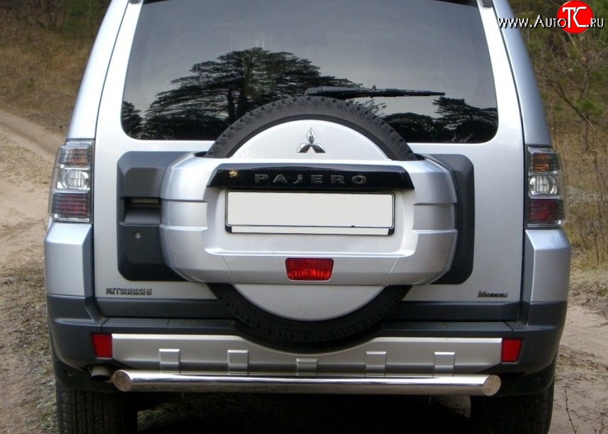 13 999 р. Защита заднего бампера (Ø76 мм, нержавейка) SLITKOFF Mitsubishi Pajero 4 V90 дорестайлинг (2006-2011)  с доставкой в г. Пермь
