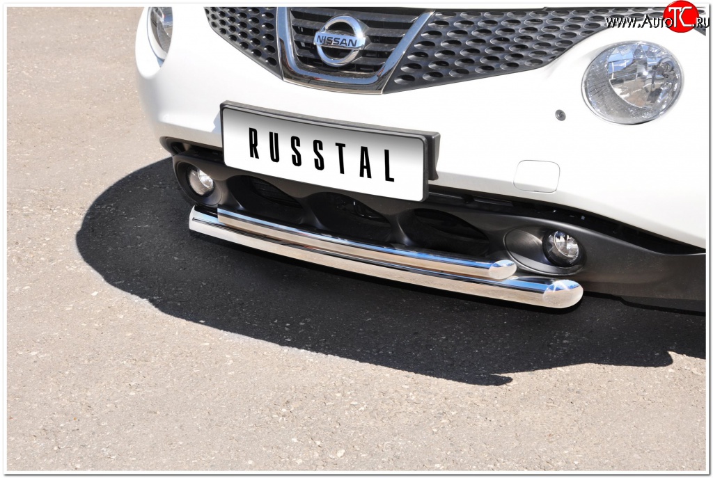 17 799 р. Защита переднего бампера (2 трубыØ63 и 42 мм, нержавейка) SLITKOFF  Nissan Juke  1 YF15 (2010-2014) дорестайлинг  с доставкой в г. Пермь