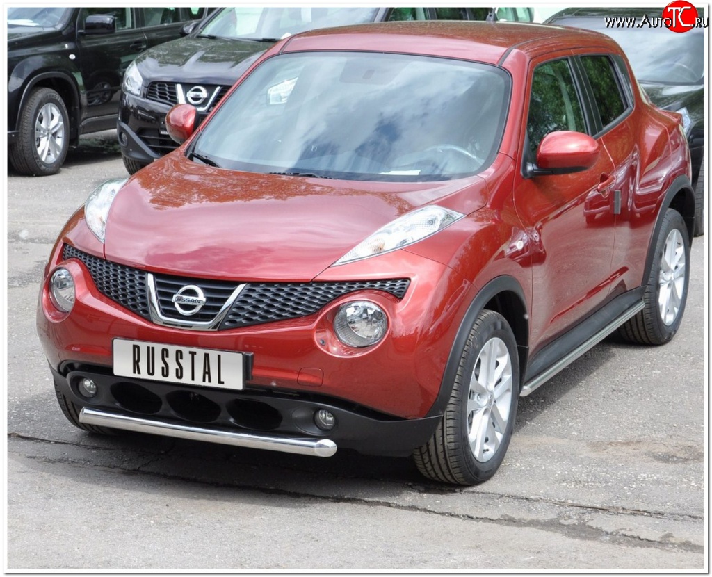 14 249 р. Одинарная защита переднего бампера SLITKOFF диаметром 63 мм  Nissan Juke  1 YF15 (2010-2014) дорестайлинг  с доставкой в г. Пермь