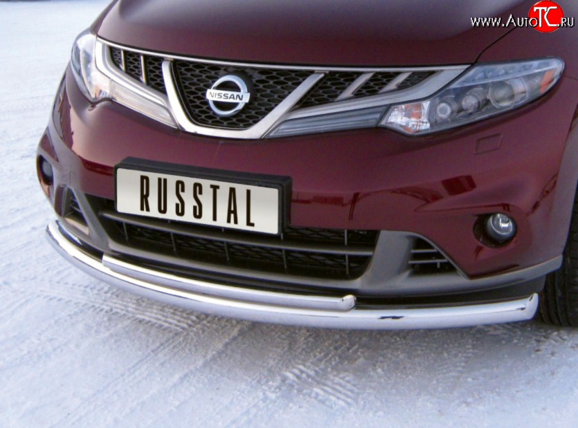 18 849 р. Защита переднего бампера (2 трубыØ63 и 42 мм, нержавейка) SLITKOFF  Nissan Murano  2 Z51 (2010-2016) рестайлинг  с доставкой в г. Пермь