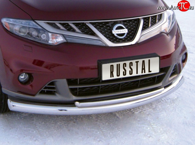 19 449 р. Защита переднего бампера (2 трубыØ76 и 42 мм, нержавейка) SLITKOFF  Nissan Murano  2 Z51 (2010-2016) рестайлинг  с доставкой в г. Пермь